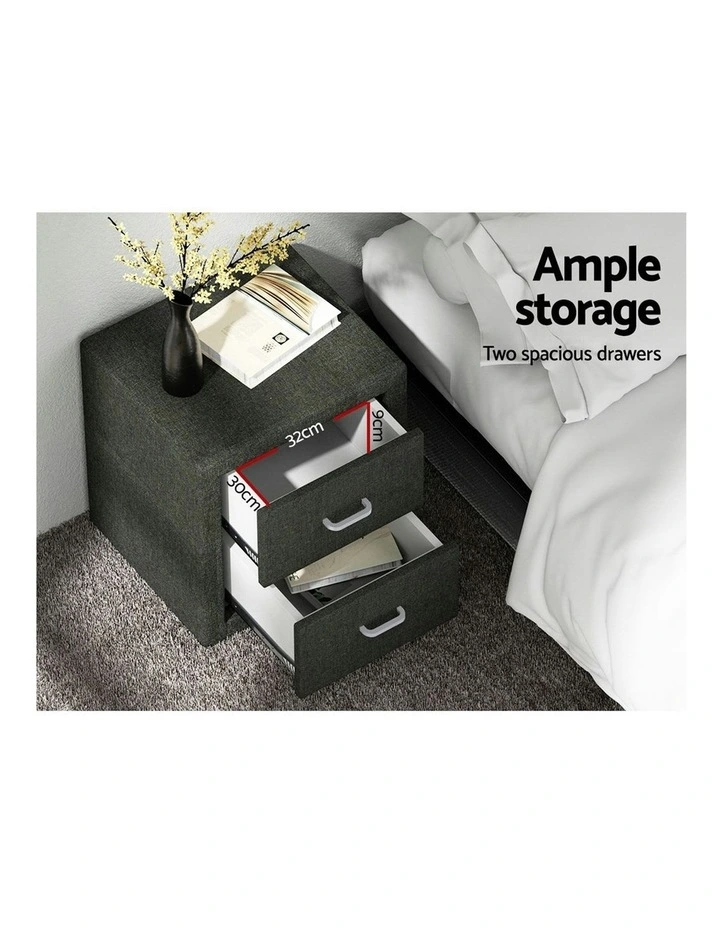 2 Drawers Bedside Table Set Of 2 in Caden Charcoal image 7
