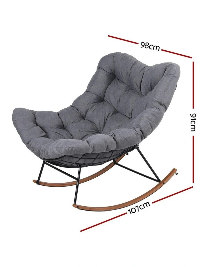 Outdoor Rocking Lounge Chair in Grey image 4