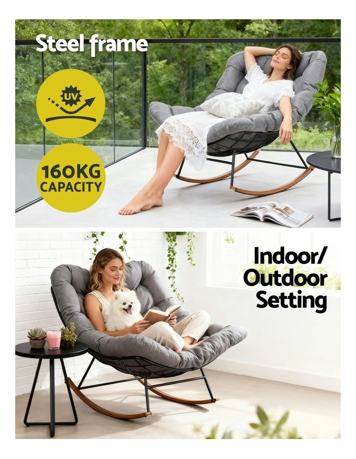 Outdoor Rocking Lounge Chair in Grey image 5