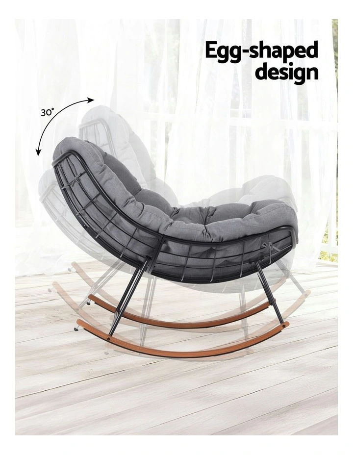 Outdoor Rocking Lounge Chair in Grey image 6