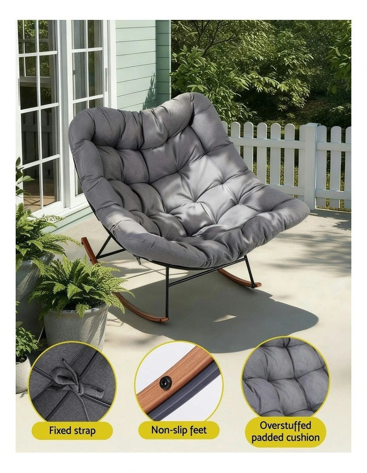 Outdoor Rocking Lounge Chair in Grey image 7