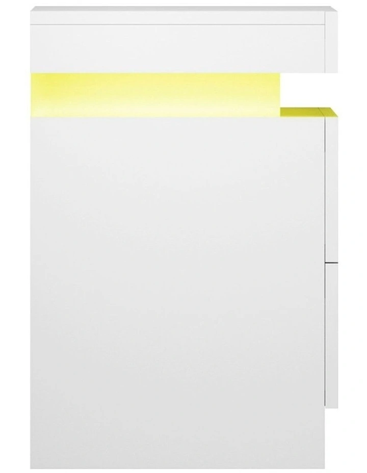 2 Drawers Lift-Up Storage LED Bedside Table Set Of 2 in Coley White image 4