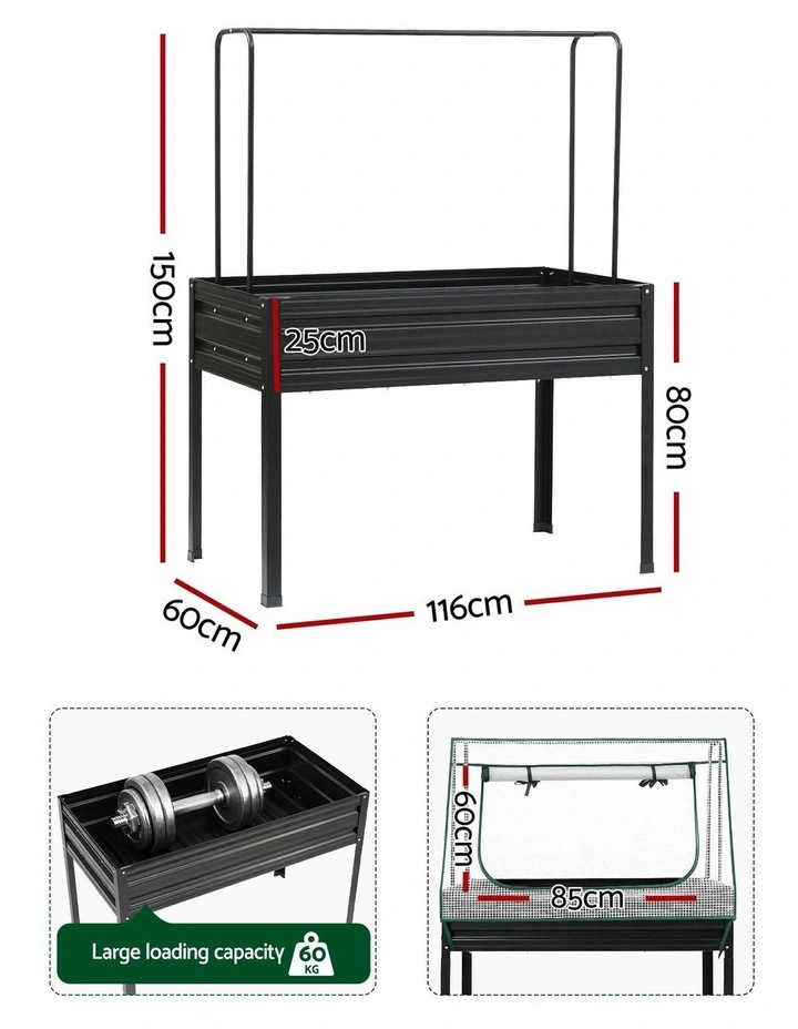 Elevated Metal Garden Bed Kit 116x60cm in Black image 4