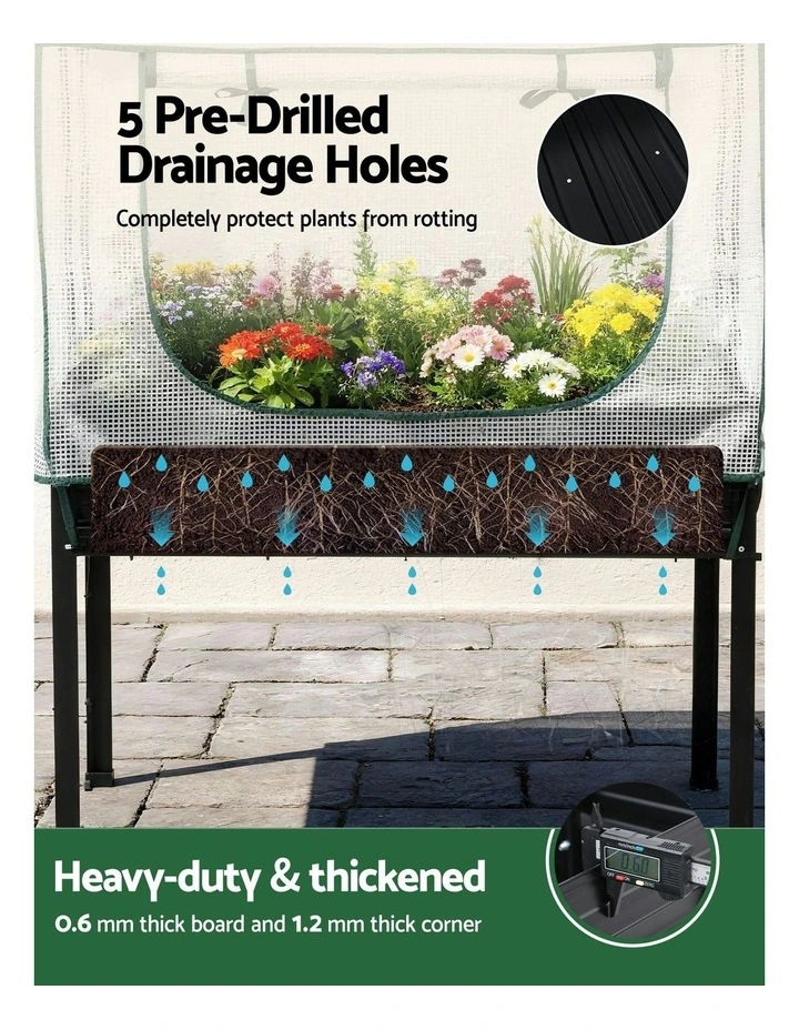 Elevated Metal Garden Bed Kit 116x60cm in Black image 5