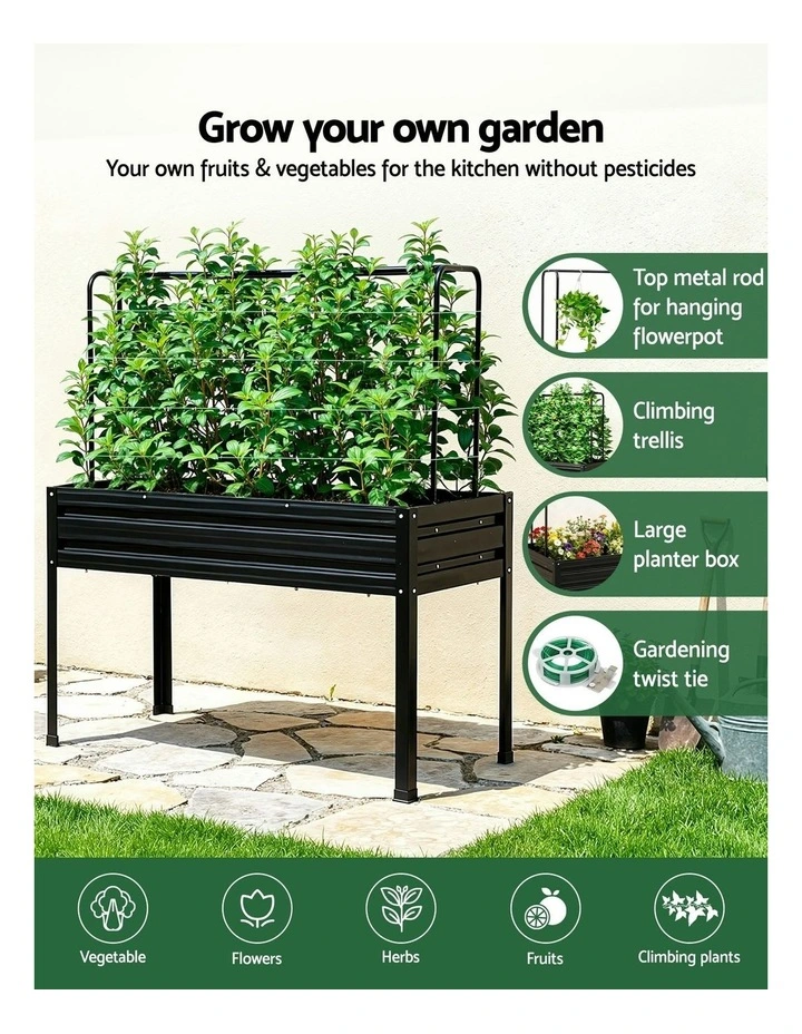 Elevated Metal Garden Bed Kit 116x60cm in Black image 7