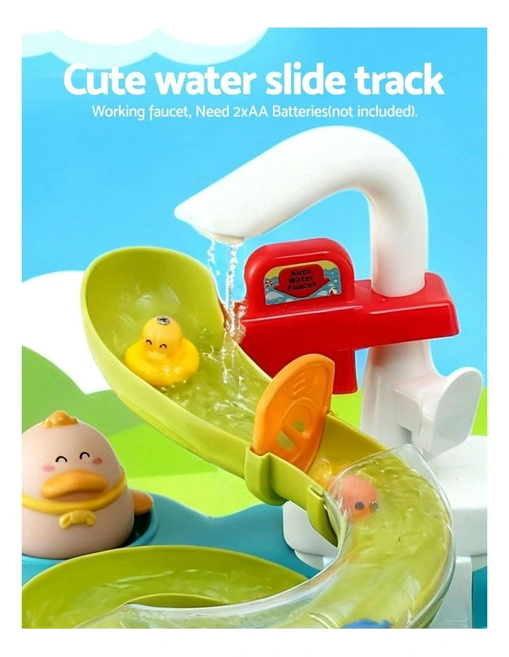 Keezi Kids Pretend Play Kitchen Sink with Faucet Floating Fishing Toys Play food image 6