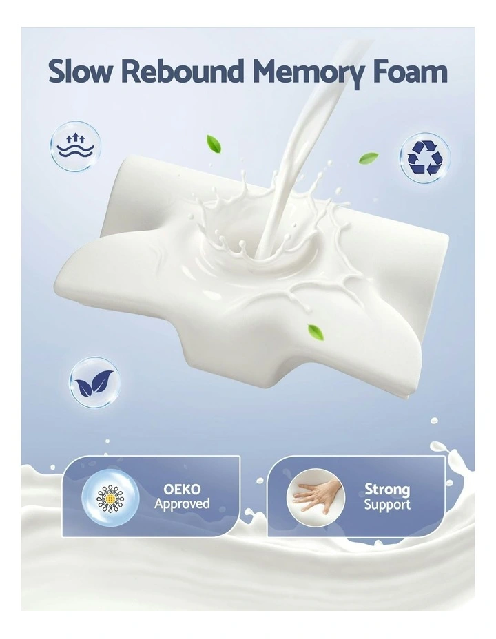 Ergonomic Contour Memory Foam Pillow in Blue image 6