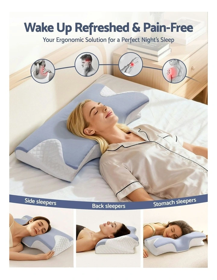 Ergonomic Contour Memory Foam Pillow in Blue image 7