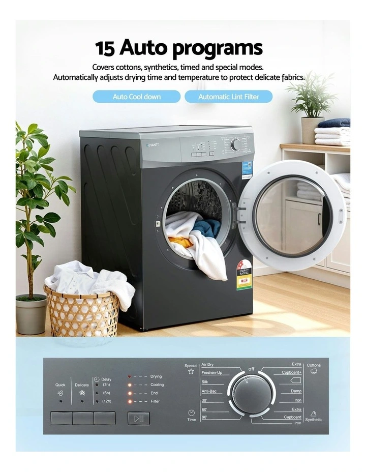 Vented 15 Auto Programs Tumble Dryer 7kg in Grey image 6