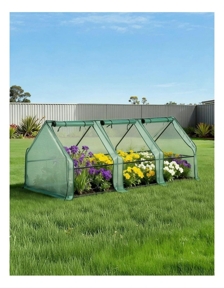 Outdoor Steel Frame PE Cover Shelter Mini Greenhouse in Green image 3