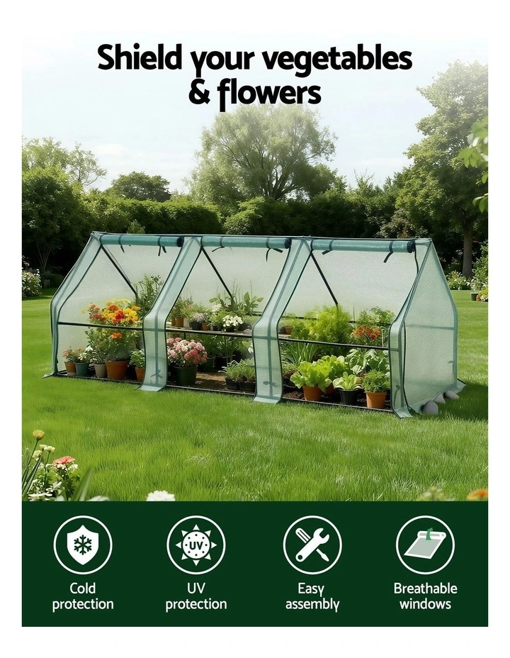 Outdoor Steel Frame PE Cover Shelter Mini Greenhouse in Green image 6