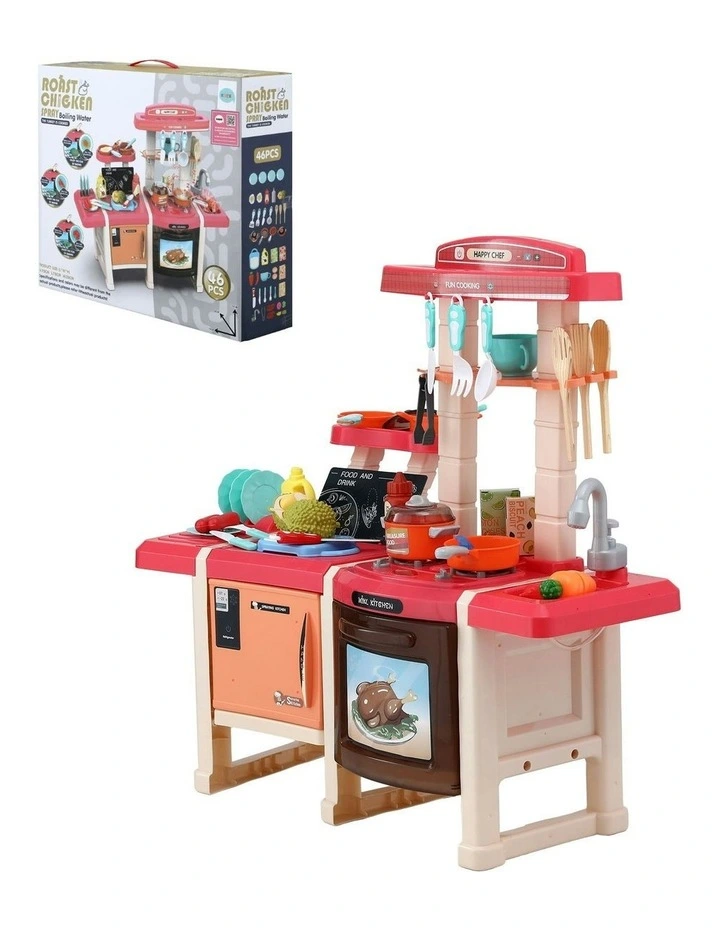 Keezi Kids Kitchen Pretend Play Set Cooking Sound Steam Light Function image 2