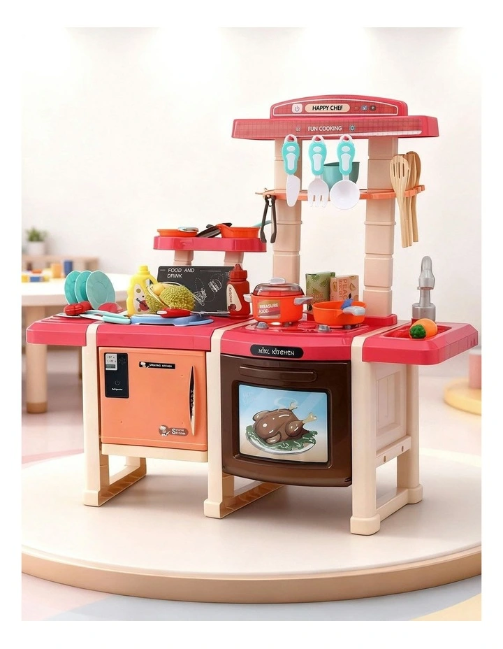 Keezi Kids Kitchen Pretend Play Set Cooking Sound Steam Light Function image 3