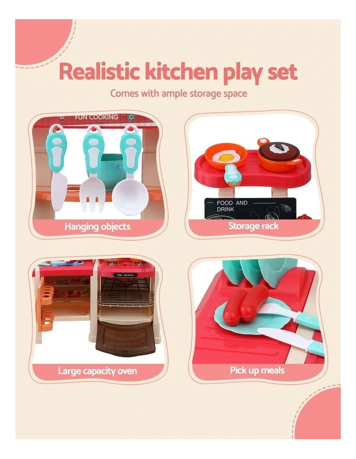 Keezi Kids Kitchen Pretend Play Set Cooking Sound Steam Light Function image 5