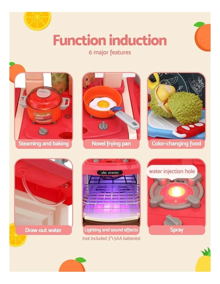 Keezi Kids Kitchen Pretend Play Set Cooking Sound Steam Light Function image 6