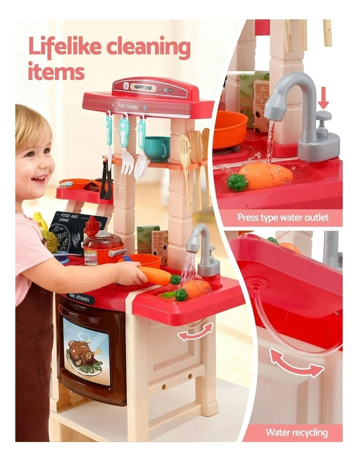 Keezi Kids Kitchen Pretend Play Set Cooking Sound Steam Light Function image 7