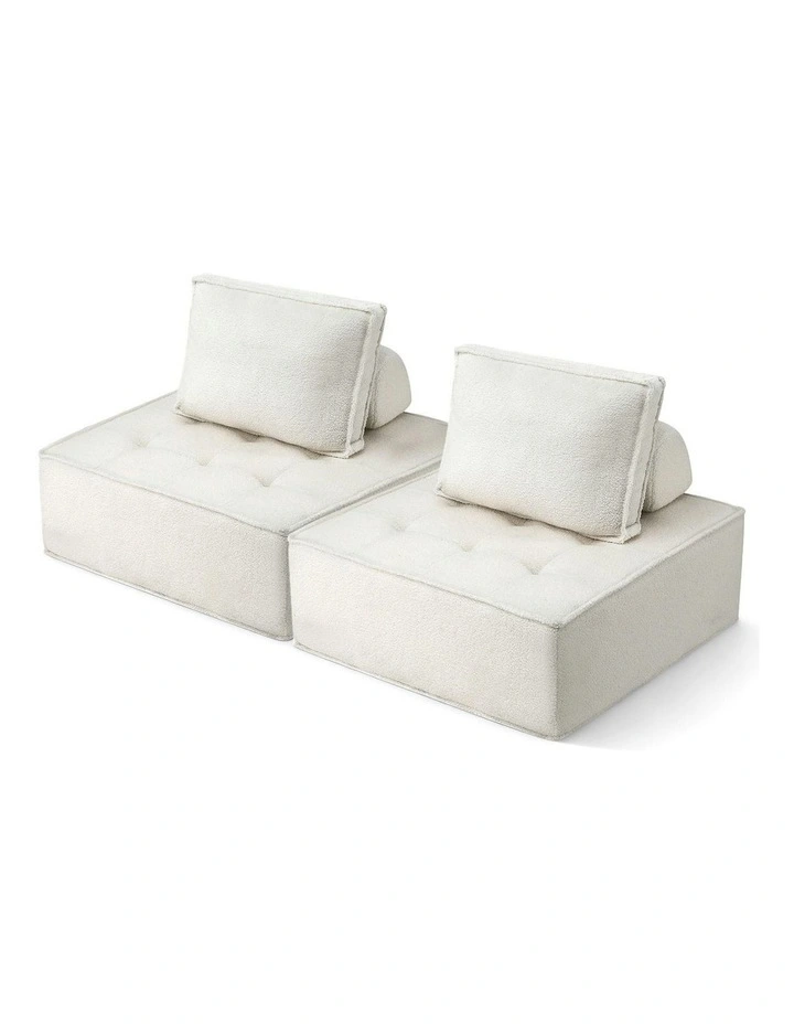 2 Floor Sofa Lounge Chair with Pillow in White image 1