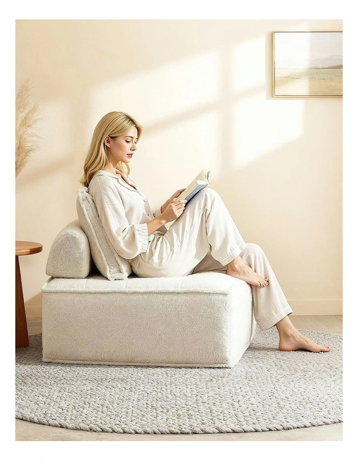 2 Floor Sofa Lounge Chair with Pillow in White image 5