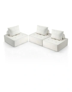 3 Floor Sofa Lounge Chair with Pillow in White
