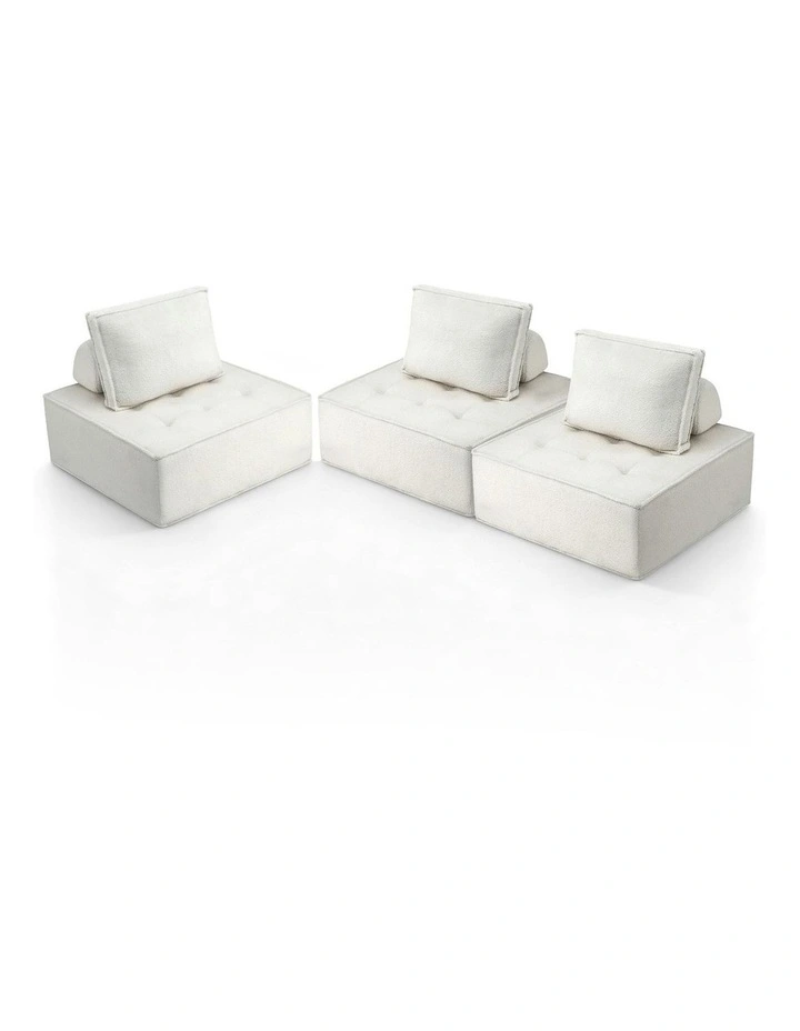 3 Floor Sofa Lounge Chair with Pillow in White image 1