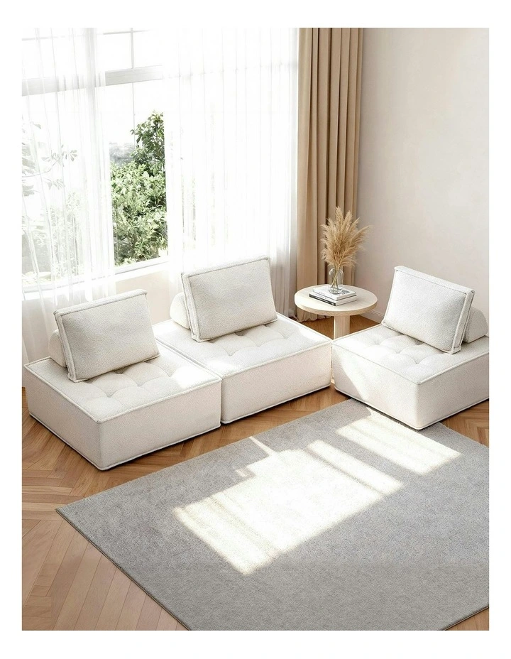 3 Floor Sofa Lounge Chair with Pillow in White image 3