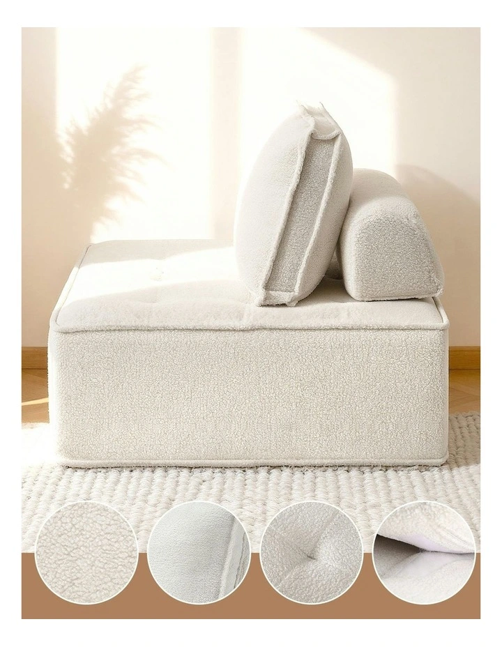 4 Seater Floor Sofa Lounge Chair with Pillow in White image 6