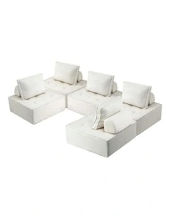 5 Seater Floor Sofa Lounge Chair with Pillow in White