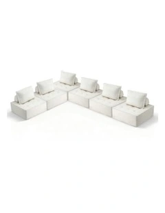 6 Seater Floor Sofa Lounge Chair with Pillow in White