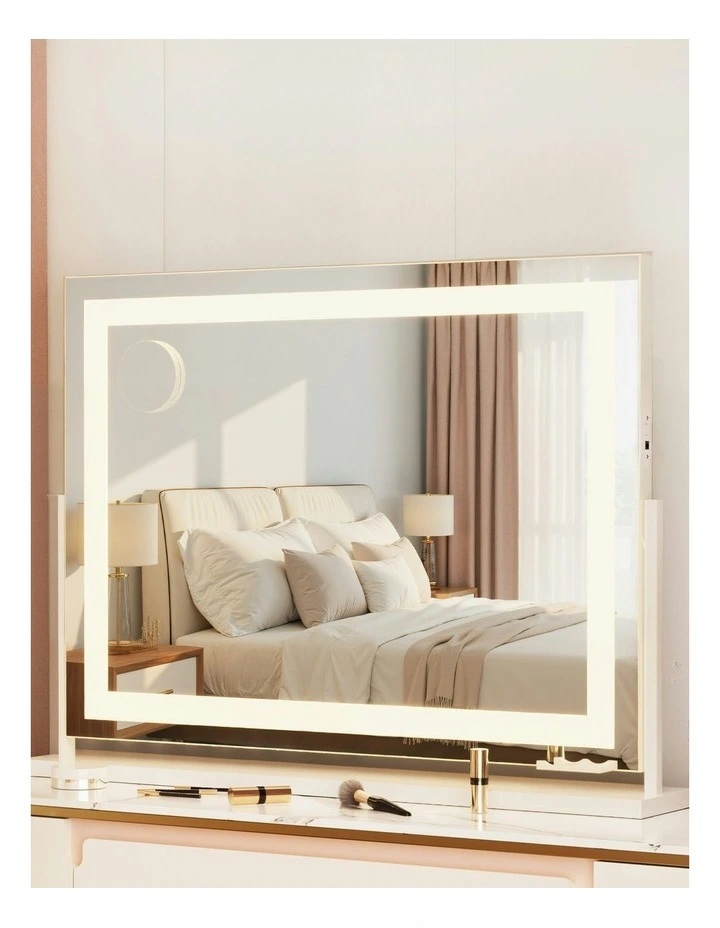 360 Rotatable Vanity Mirror with Lights Bright Light Strip Adjustable Makeup Mirror in White image 3