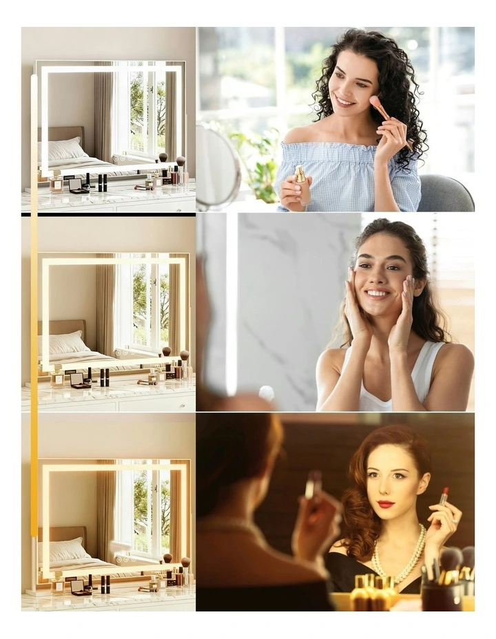 360 Rotatable Vanity Mirror with Lights Bright Light Strip Adjustable Makeup Mirror in White image 5