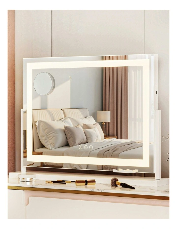 360 Rotatable Vanity Mirror with Lights 58x46cm in White image 3