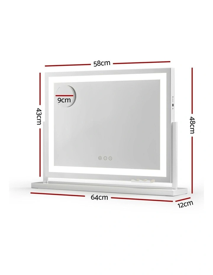 360 Rotatable Vanity Mirror with Lights 58x46cm in White image 4