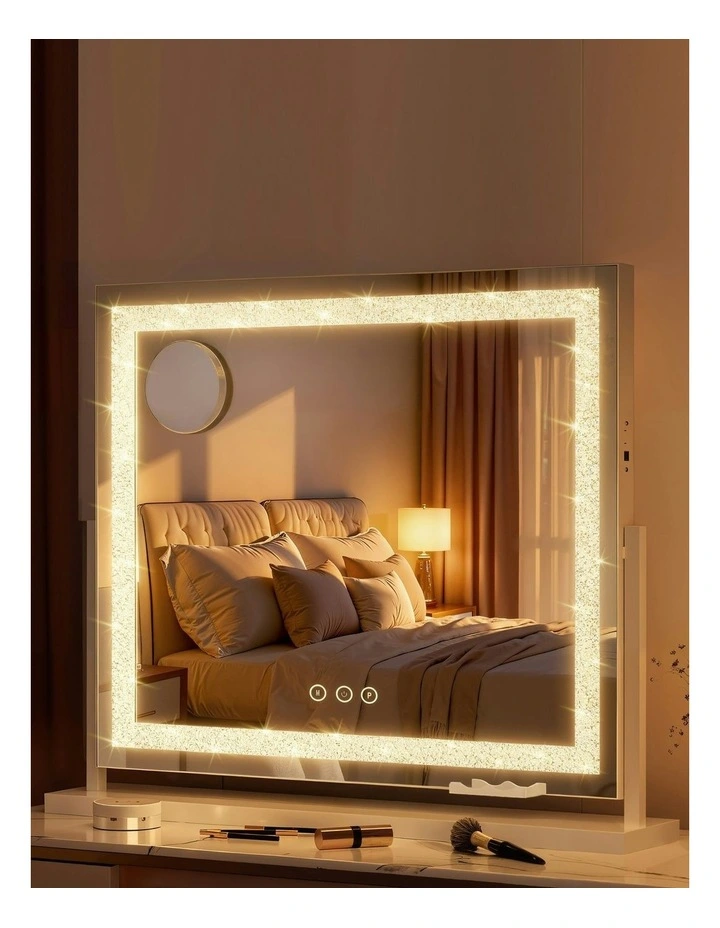 360 Rotatable Vanity Mirror with Lights 60x50cm in White image 3