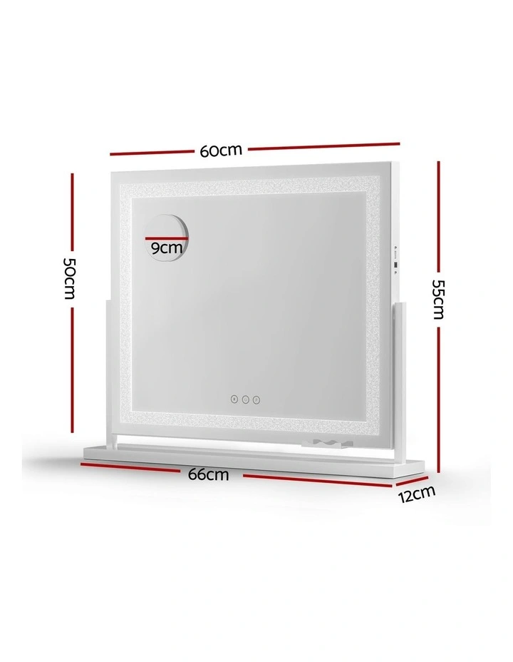 360 Rotatable Vanity Mirror with Lights 60x50cm in White image 4