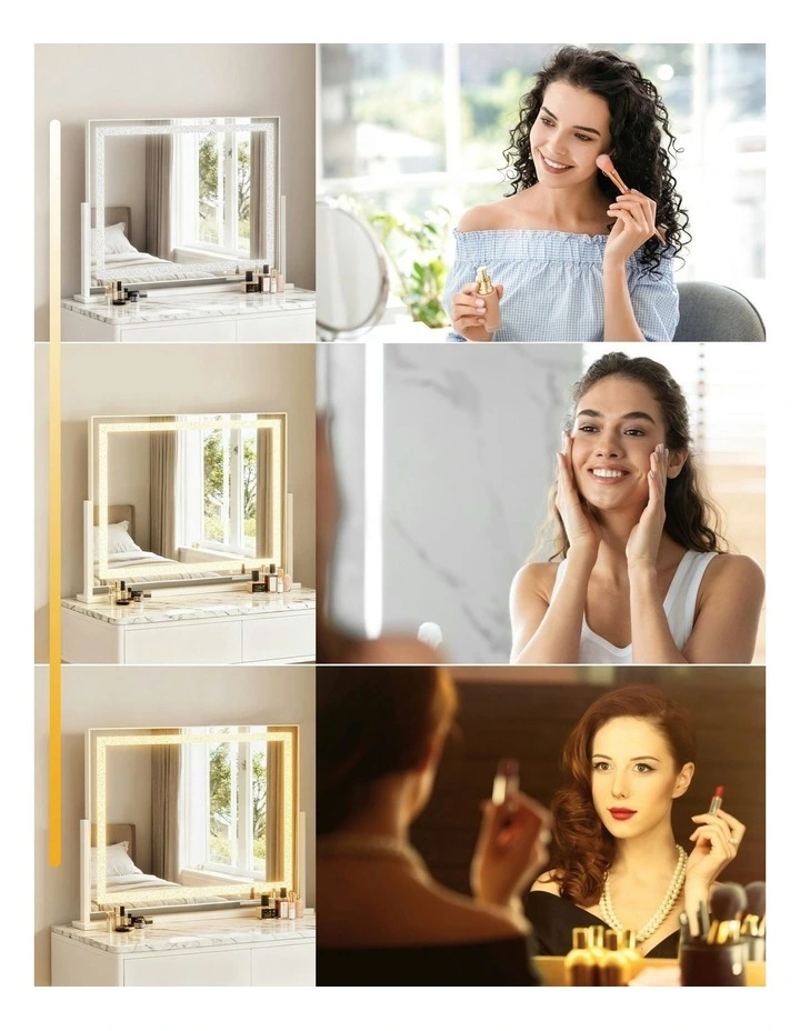 360 Rotatable Vanity Mirror with Lights 60x50cm in White image 5