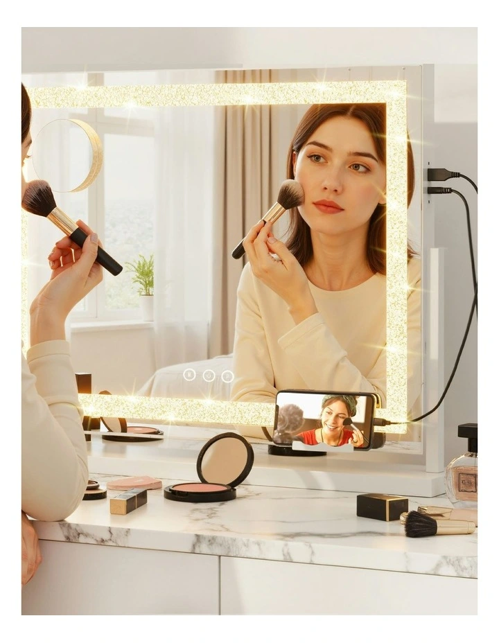 360 Rotatable Vanity Mirror with Lights 60x50cm in White image 6