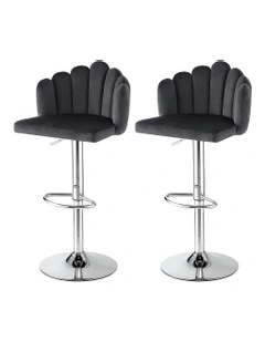 Kitchen Dining Counter Gaslift Chair 2x in Velvet Grey