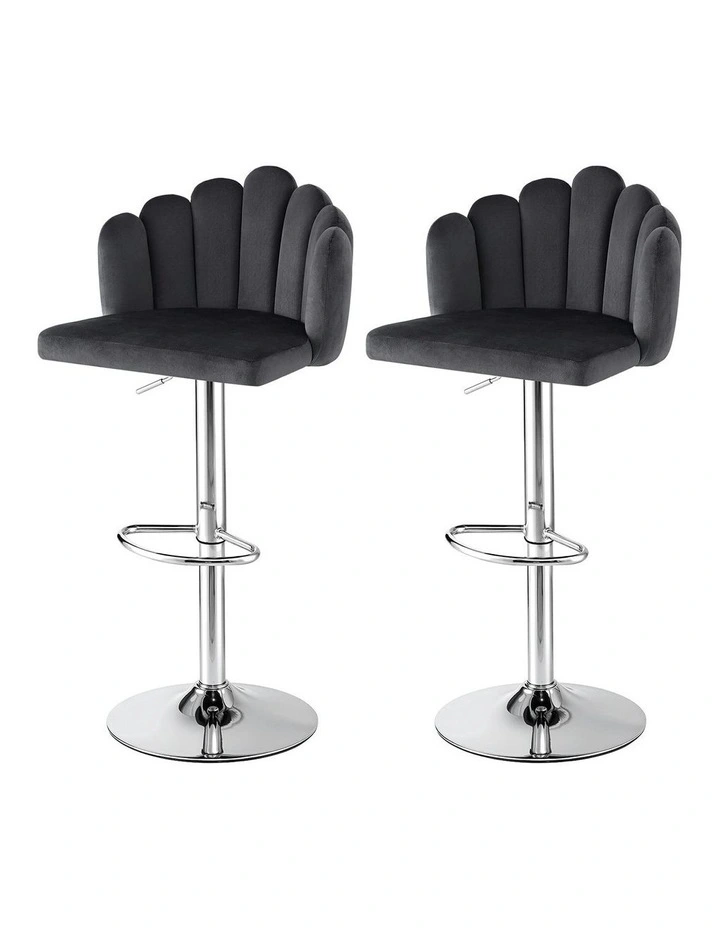 Kitchen Dining Counter Gaslift Chair 2x in Velvet Grey image 1