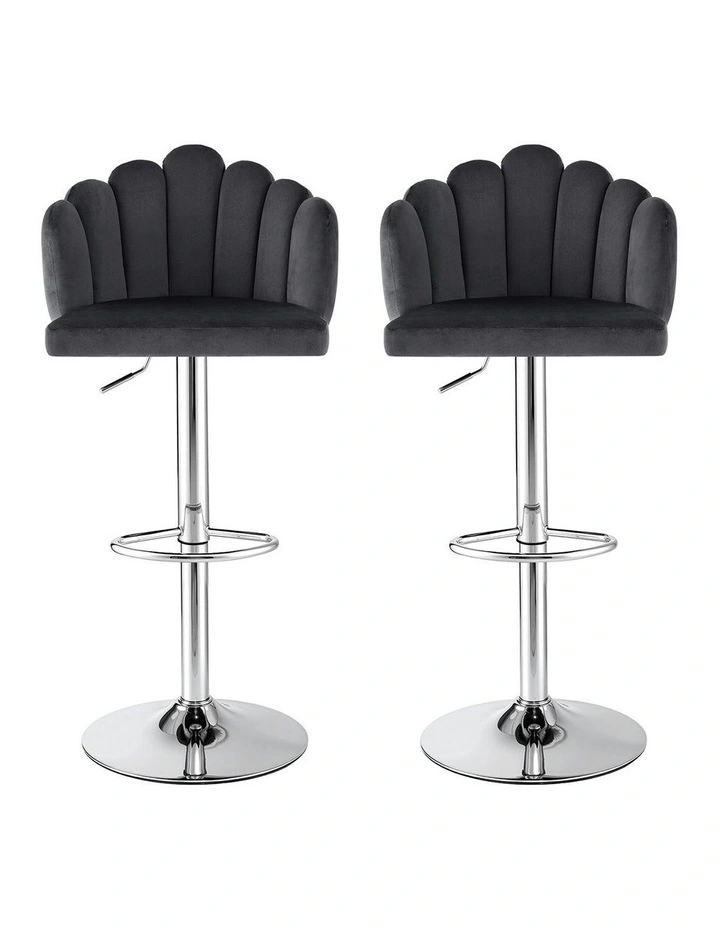 Kitchen Dining Counter Gaslift Chair 2x in Velvet Grey image 2