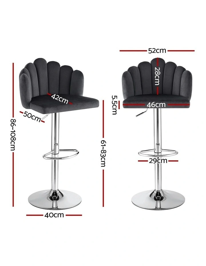 Kitchen Dining Counter Gaslift Chair 2x in Velvet Grey image 4