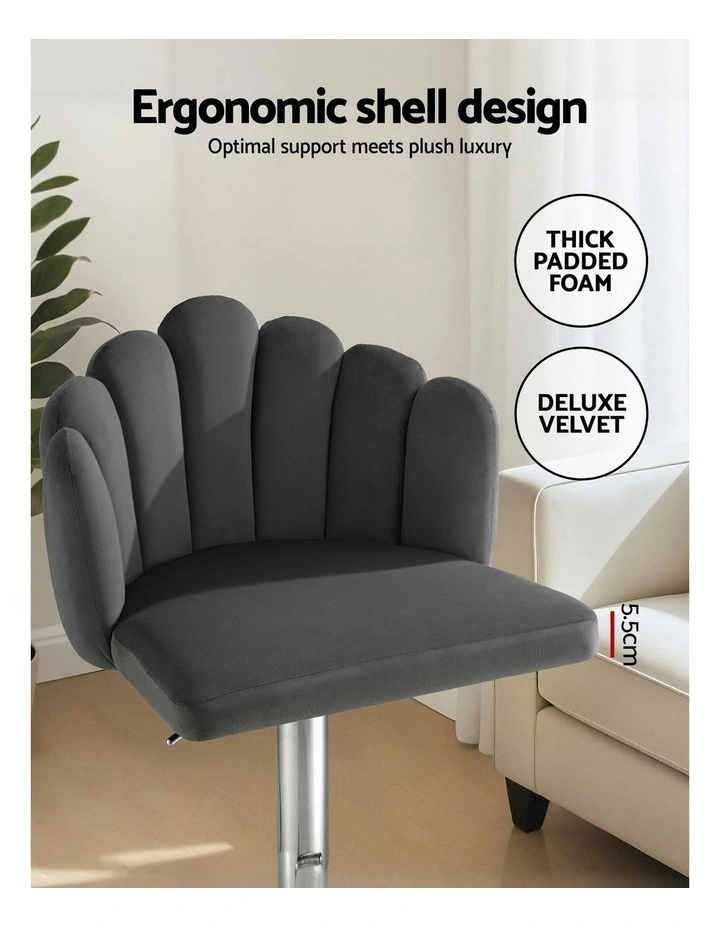 Kitchen Dining Counter Gaslift Chair 2x in Velvet Grey image 6