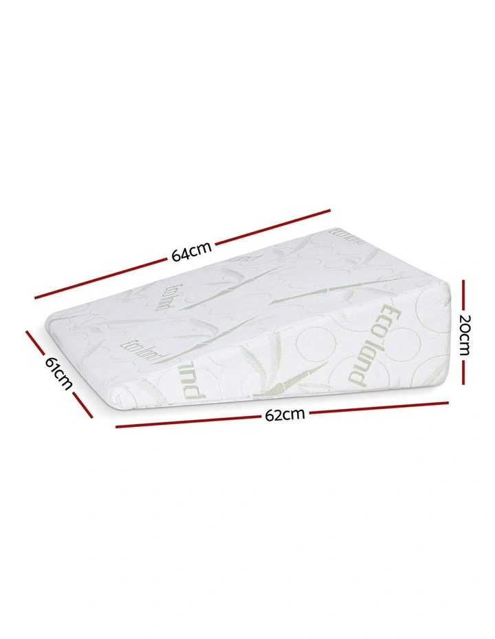 Ergonomic Support Pillow Gel Memory Foam Wedge Bamboo Cover in White image 4