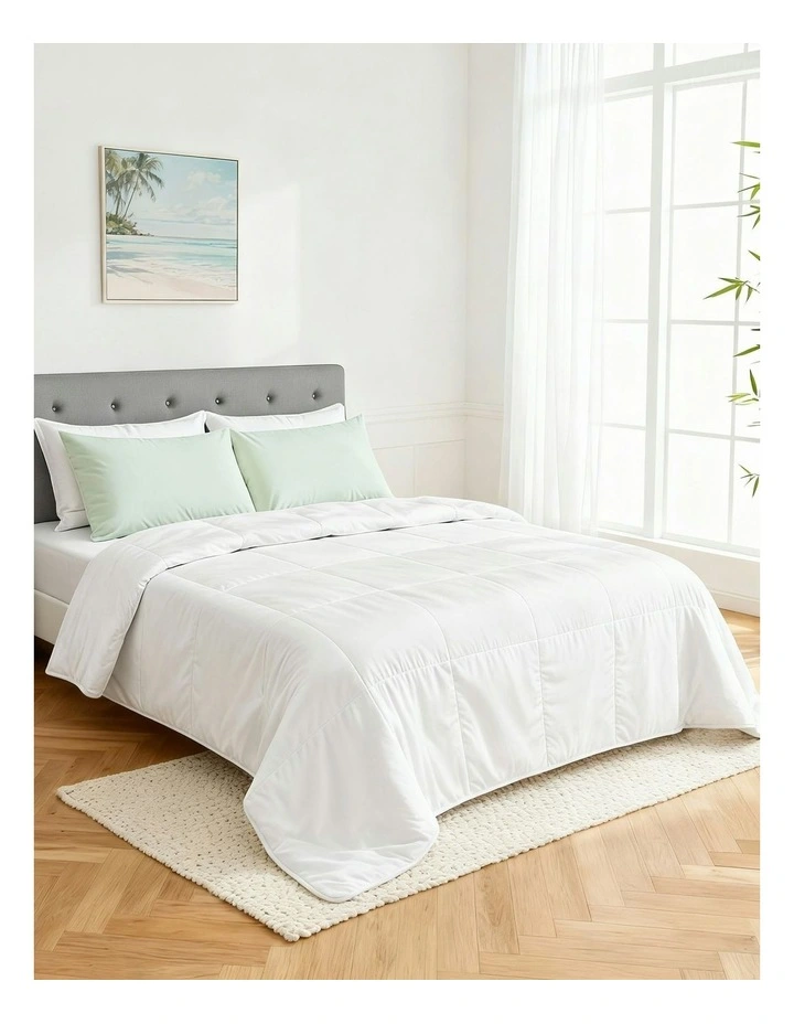 200GSM Doona Duvet Lightweight Queen Bamboo Summer Quilts in White image 3