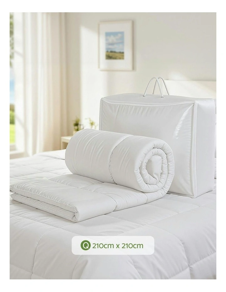 200GSM Doona Duvet Lightweight Queen Bamboo Summer Quilts in White image 4
