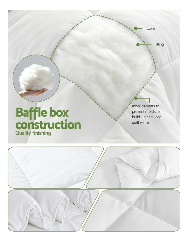200GSM Doona Duvet Lightweight Queen Bamboo Summer Quilts in White image 5