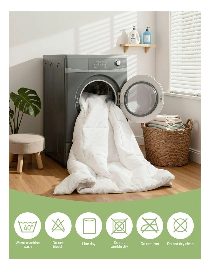 200GSM Doona Duvet Lightweight King Bamboo Summer Quilts in White image 7