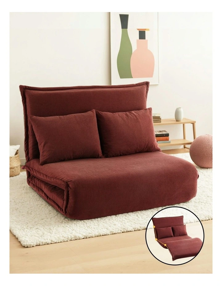 Floor Foldable 2 Seater Lounge Sofa Bed in Orange image 3