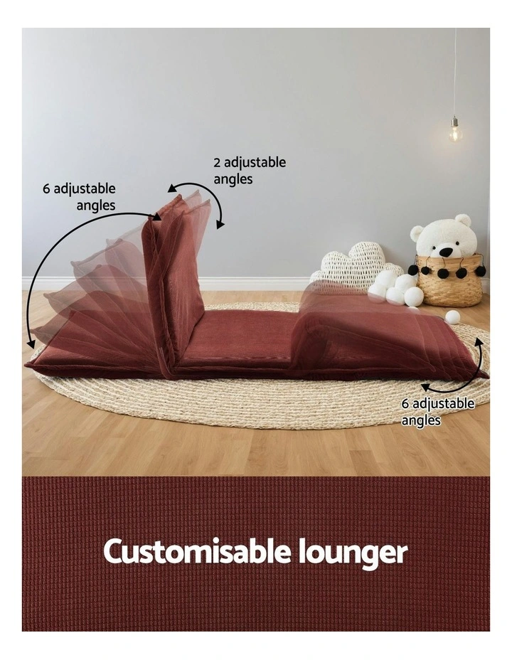 Floor Foldable 2 Seater Lounge Sofa Bed in Orange image 4