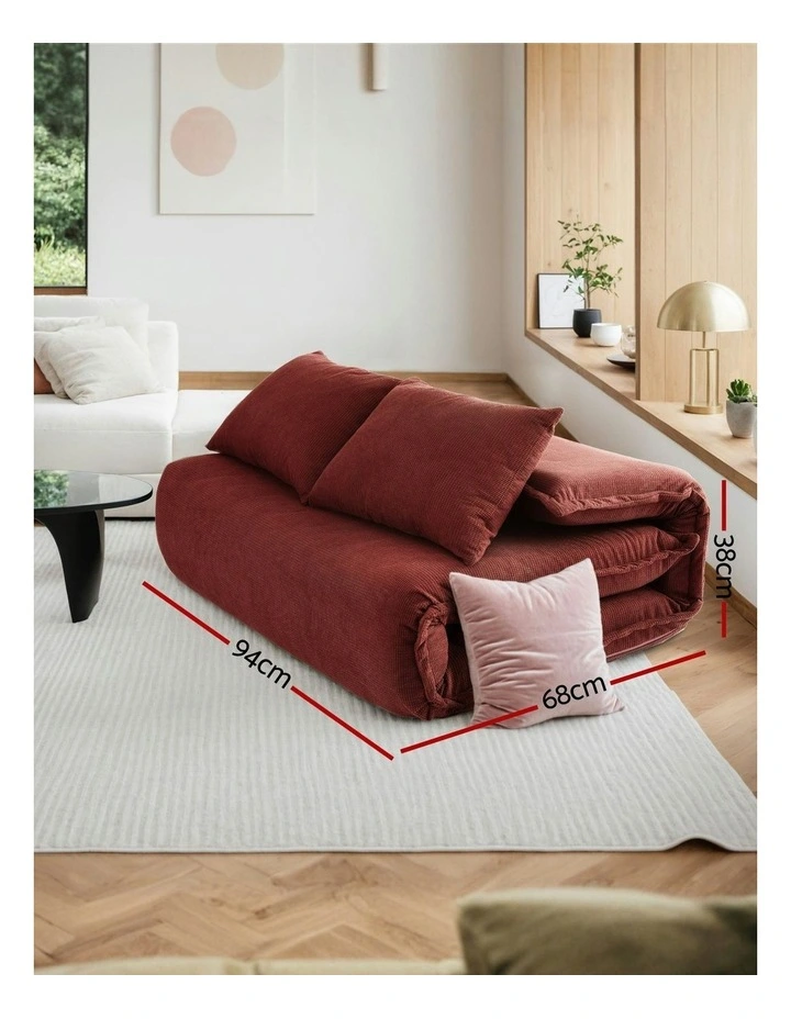 Floor Foldable 2 Seater Lounge Sofa Bed in Orange image 5