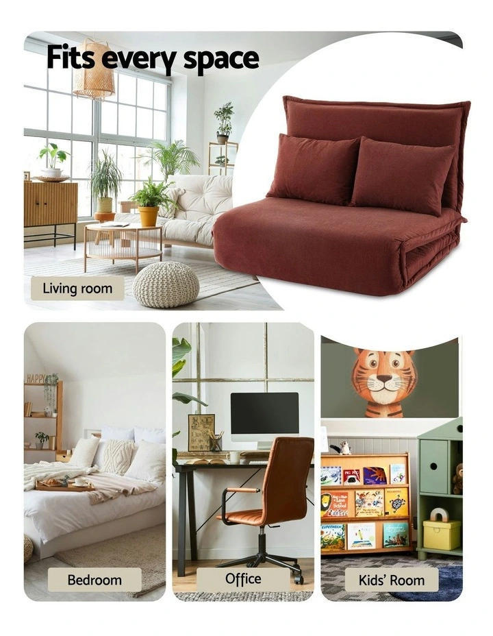 Floor Foldable 2 Seater Lounge Sofa Bed in Orange image 6